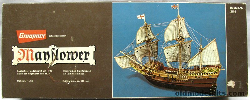 Graupner 1/64 Mayflower 1620 Pilgrim Ship - 24 Inch Long Wooden Ship Model, 2119 plastic model kit